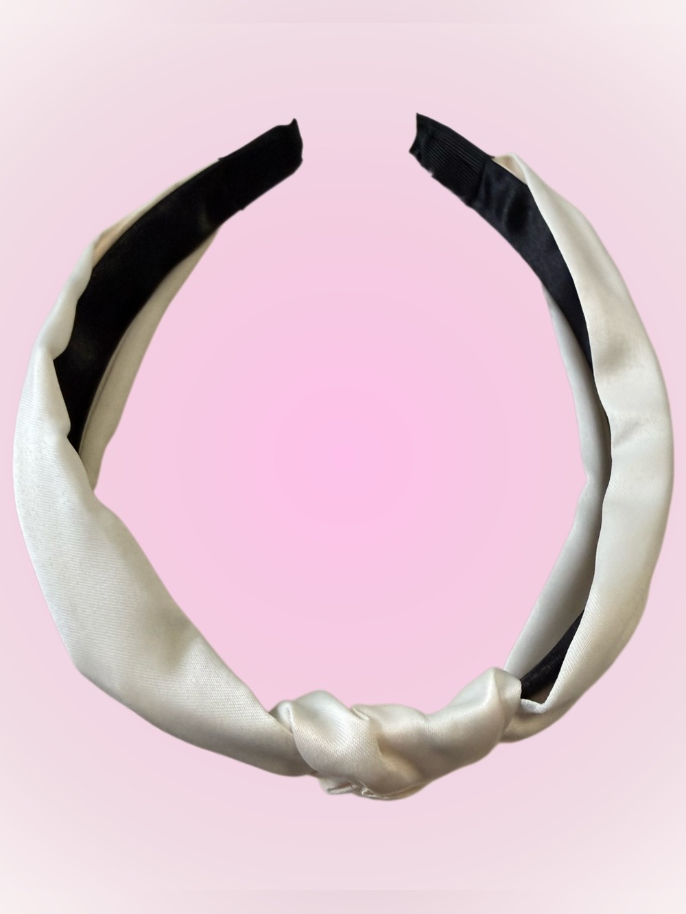 White/Cream Knotted Satin Headband - Women Accessories